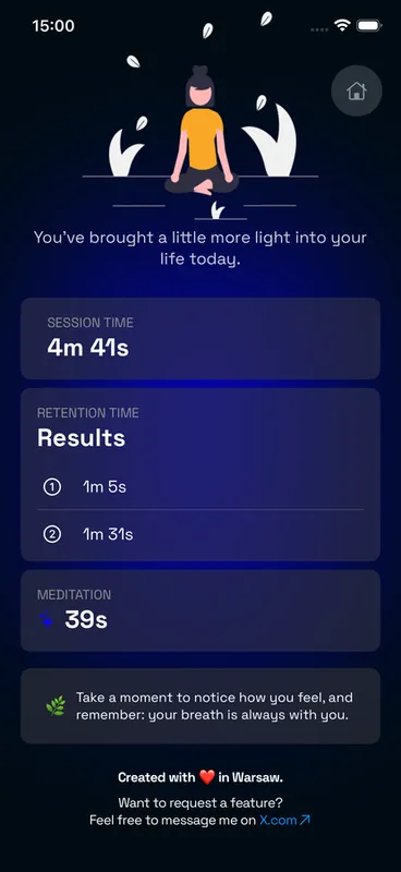 Luma complete breath session summary and retention records