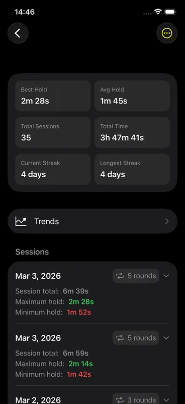 Luma breathwork home dashboard and daily practice launcher